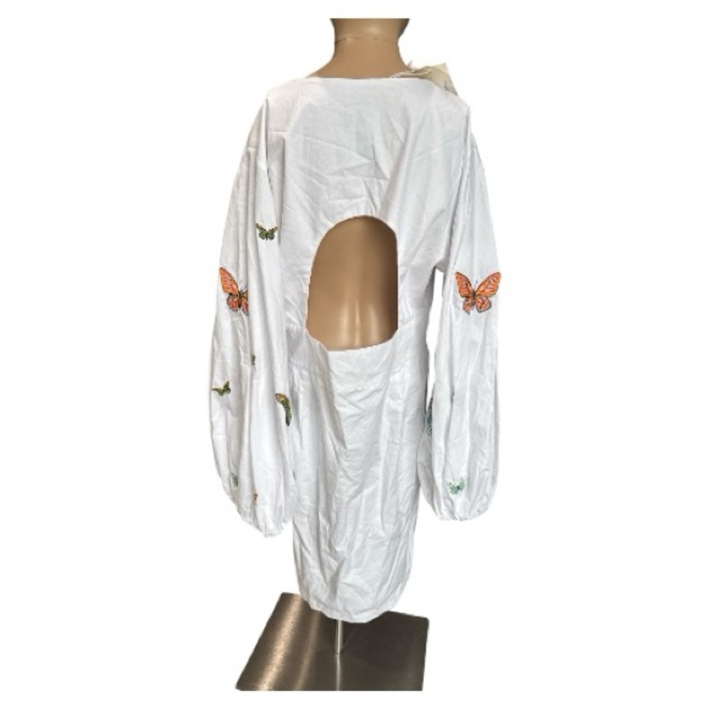 NWT Fanm Mon Larson Butterfly Embroidered Long Sleeve V Neckline Dress Size XL - Picture 5 of 14
